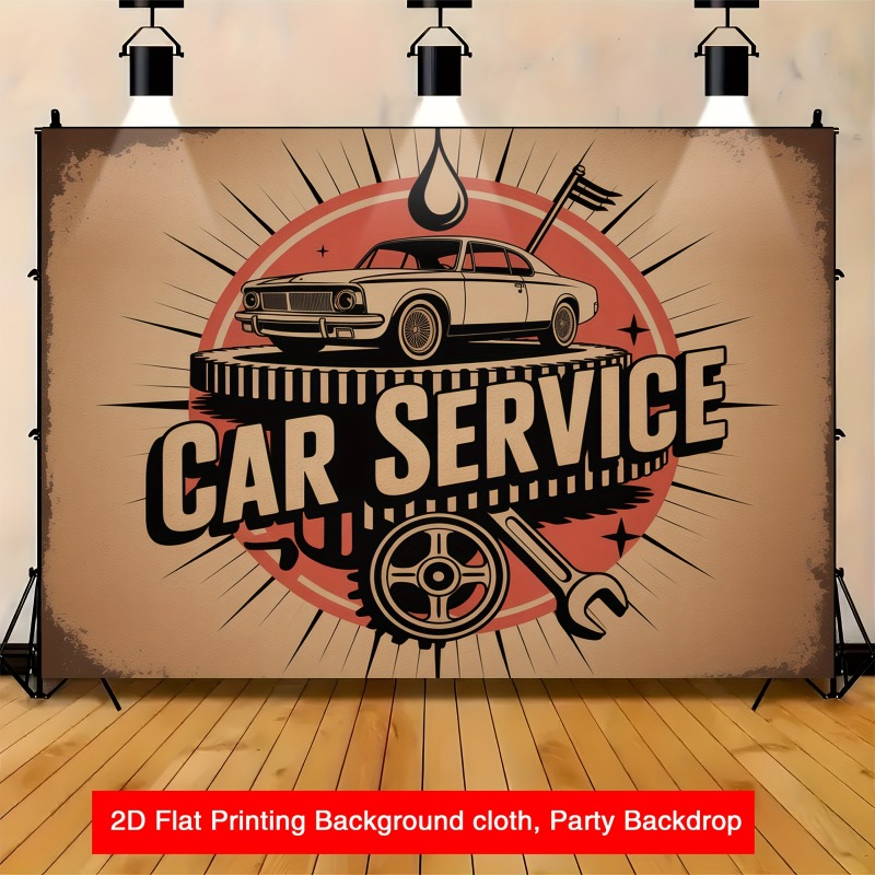 Heavy Equipment Mechanic - Duży retro baner serwisu samochodowego -